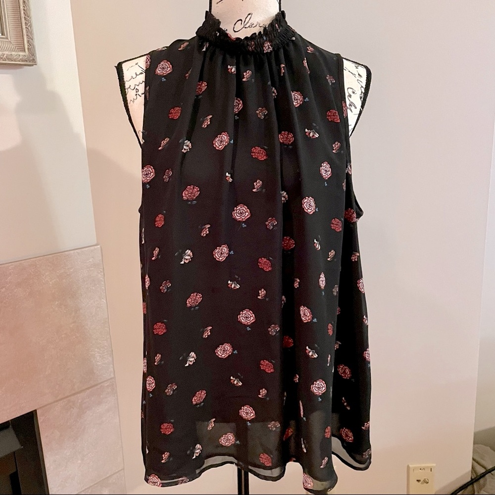 loft · high neck floral blouse